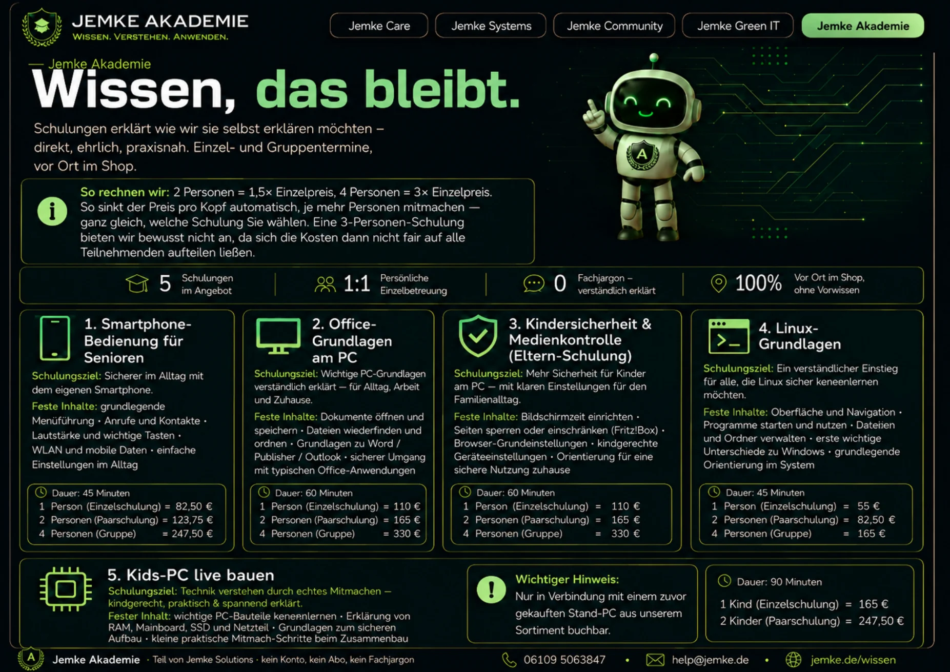 Schulungskarte 2026 – alle 5 Live-Schulungen mit Preisen